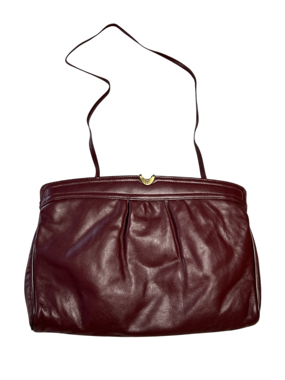 VTG Etienne Aigner Classic Burgundy Leather Flex-Frame Shoulder / Clutch Bag EUC